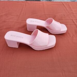 Steve Madden Harlin Pink Jelly Heeled Sandals Size 8 Barbie core Girly Flirty